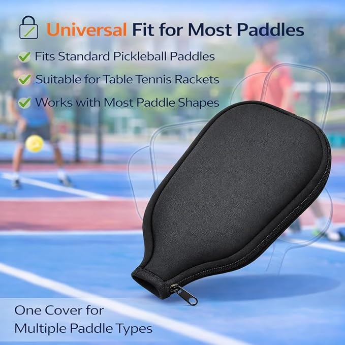 Petzlifeworld Pickleball Paddle Cover Neoprene, Universal Paddle Case with Zipper, Waterproof Protective Sleeve for Pickleball, Table Tennis & Beach Paddle, Lightweight Travel Storage Bag