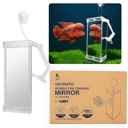 Petzlifeworld Rumble Fish Grooming Mirror for Aquarium Fish Training Mirror (10.5 cm H × 5.6 cm L)| Floating Ball & Suction Cup, Interactive Exercise Toy for Fish & Stress Relief