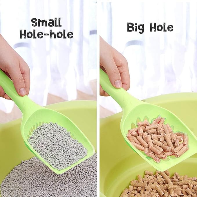 Petzlifeworld Pack of 2 Cat Litter Scoop (Small Hole + Big Hole) | Made of Plastic Material | Durable and Lightweight | Random Colour
