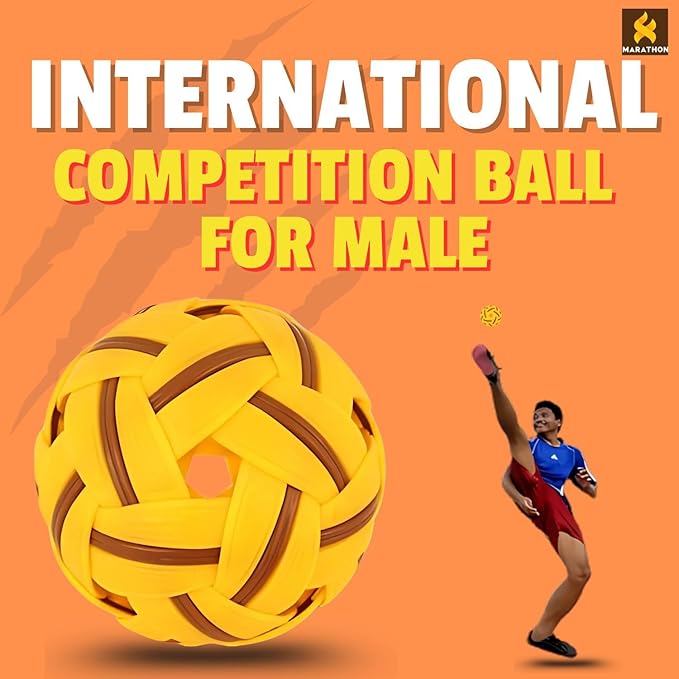 petzlifeworld Marathon MT-908 International Male Competition Sepak Takraw Ball | Rubber Skin Rattan-Style | Durable & Lightweight | Made in Thailand | Official Size for Athletes, Teens & Adults