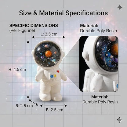 Petzlifeworld 3-Piece Mini Resin Astronaut & Space Bunny Figurine Set | Outer Space Action Figures for Home & Office Desk Decor | Best Astronomy Lover Gifts | Miniature Poly Resin Desk Ornaments