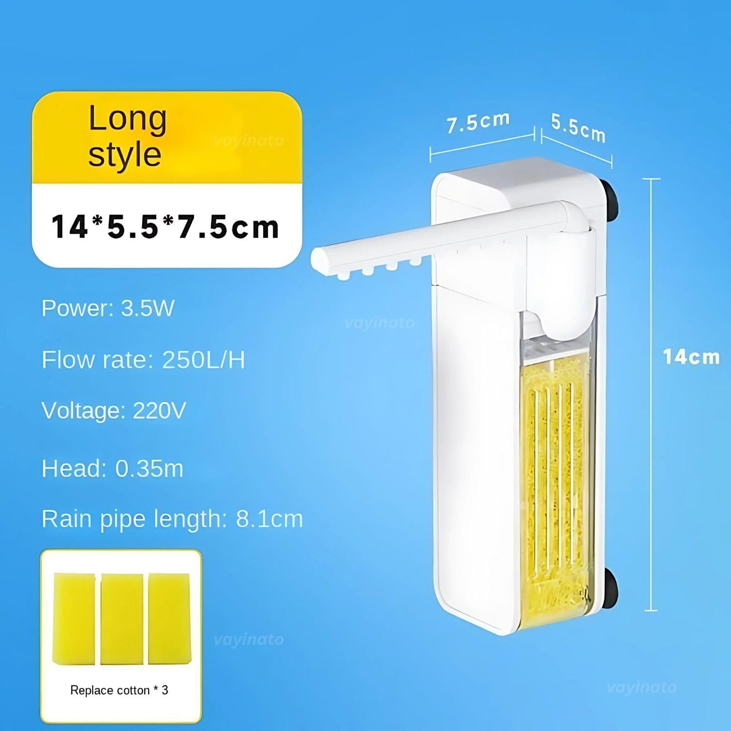 Petzlifeworld 3-in-1 Nano Waterfall Filter for Water Purification, Circulation, Oxygen