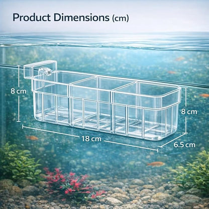 petzlifeworld 1Pcs Clear Acrylic Three-Compartment Hanging Hydroponic Planter | Hanging Plant Holder with Visible Root Growth | Decorative Aquatic Planter for Fish Tanks (18 × 6.5 × 8 cm)