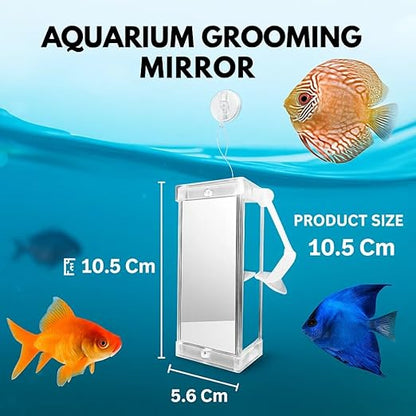 Petzlifeworld Rumble Fish Grooming Mirror for Aquarium Fish Training Mirror (10.5 cm H × 5.6 cm L)| Floating Ball & Suction Cup, Interactive Exercise Toy for Fish & Stress Relief
