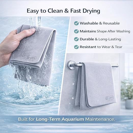 Yee Aquarium Fish Tank Glass Cleaning Cloth – Ultra Absorbent PVA Microfibre Towel, Lint-Free Non-Scratch Cleaner, Quick Dry Reusable Cloth for Crystal Clear Tank Glass