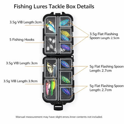 petzlifeworld Mini  and small Portable Fishing Tackle Box, 1pc Black Multi-Compartment Organizer with Lockable Lid & Design, Durable Lure Storage Case for Hooks, Rigs & Fishing Gear, Ideal for Anglers & Outdoor Use