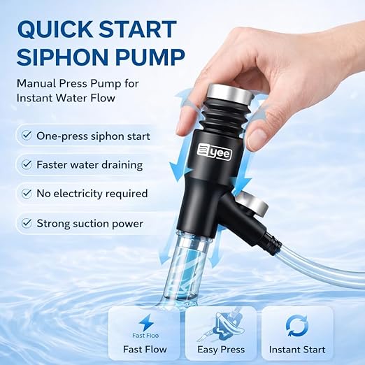 YEE Aquarium Water Changer Gravel Cleaner – Manual Siphon Vacuum Pump Fish Tank Cleaning Tool with Adjustable Pipe, Built-in Filter Screen & 200cm Drain Hose for Easy Water Change
