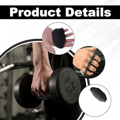 Petzlifeworld Anti-Slip Rubber Gym Workout Grips for Weight Lifting – Palm Protection Deadlift Grip Pads for Barbell, Dumbbell & Pull Ups – Ergonomic Finger Loop Lifting Grips for Men & Women (Black)