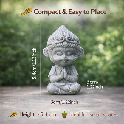 Petzlifeworld Mini Sun Wukong Meditation Statue – Cute Monkey King Resin Figurine for Aquarium, Garden, Desk, Zen Decor, Moss Pot & Fish Tank Decoration by Petzlifeworld