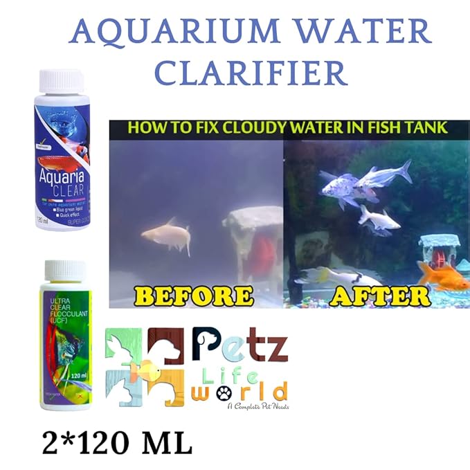 Petzlifeworld Aquatic Remedies Aquarium Fish Tank Water Clarifier | Quickly Removes Cloudiness | Makes Crystal Clear Fish Tanks (Aqua Clear 120Ml+Ucf 120 Ml Combopack 2 * 120-240Ml)