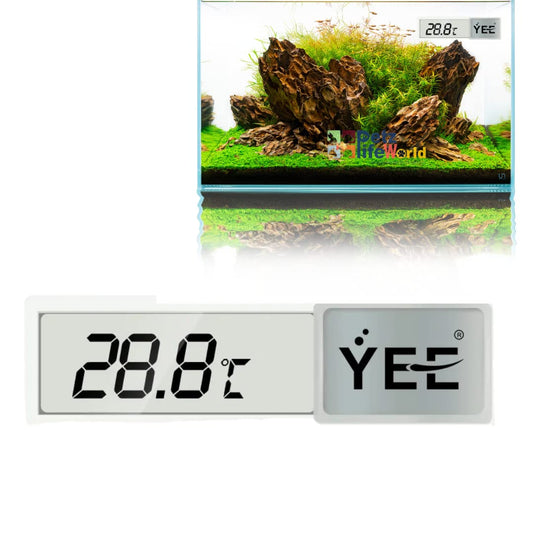 YEE Ultra Thin Rimmless Digital LED External Stick On Aquarium Fish Tank and Reptile Tank Thermometer | Slim | Compact | Accurate