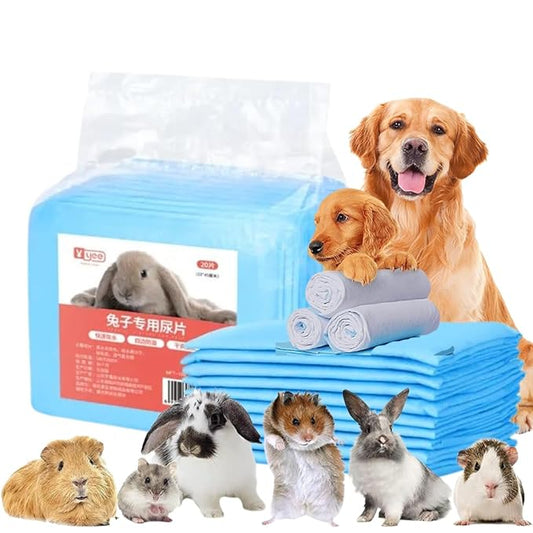 PetzLifeworld 20 Pcs - (45CM*33CM) Disposable Rabbit Pee Pads, Super Absorbent Diaper, Pet Toilet/Potty Training Pads for Guinea Pigs, Hedgehog, Hamsters, Cats, Dogs, Birds and Other Small Pets
