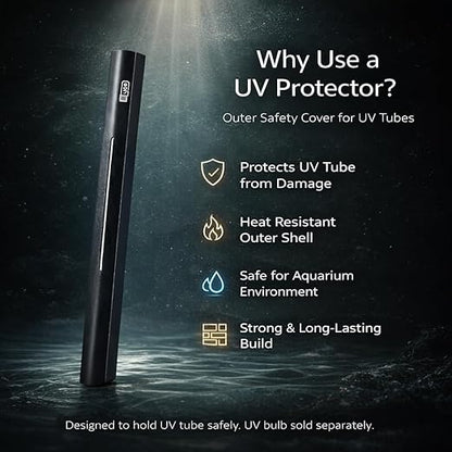 petzlifeworld  Aquarium UV Protector – Heat Resistant Outer Safety Cover for UV Tubes – Slim Compact Design with Mounting Clips – Durable UV Tube Protector (UV Light Not Included)
