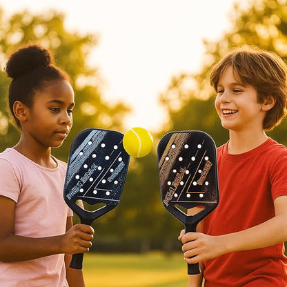petzlifeworld Kids Basic Pickleball Training Paddle Kit | 2 Lightweight Plastic Bats & 1 Soft Foam Ball | Beginner Pickleball Set for Kids