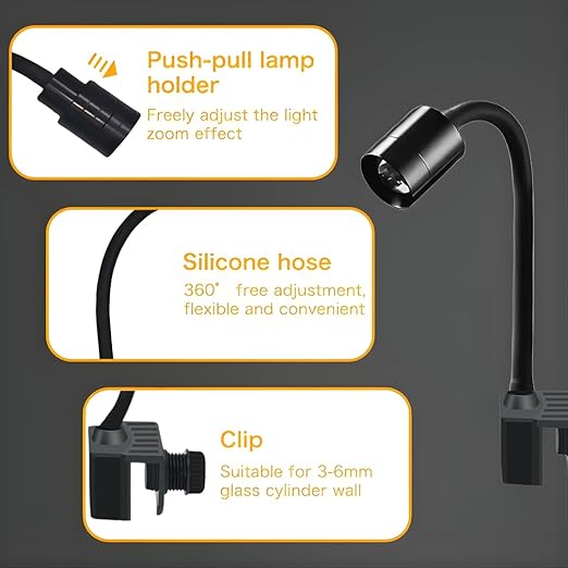 Petzlifeworld Full Spectrum 10W LED Aquarium Spotlight – Focus & Zoom, 3 Color Modes, Adjustable Beam for Fish Tanks & Planted Tanks