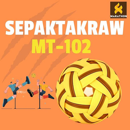 petzlifeworld Marathon MT-102 Basic Training Model, Sepak for Older Children | Lightweight Basic Training Ball | Durable Rattan-Style Plastic Ball | Made in Thailand | Indoor & Outdoor Play