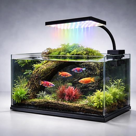 Bluepet Flat Nano S4 16W WRGB LED Aquarium Light | Clip-On Plant Grow Light with 360° Adjustable Head for Nano & Small Fish Tanks