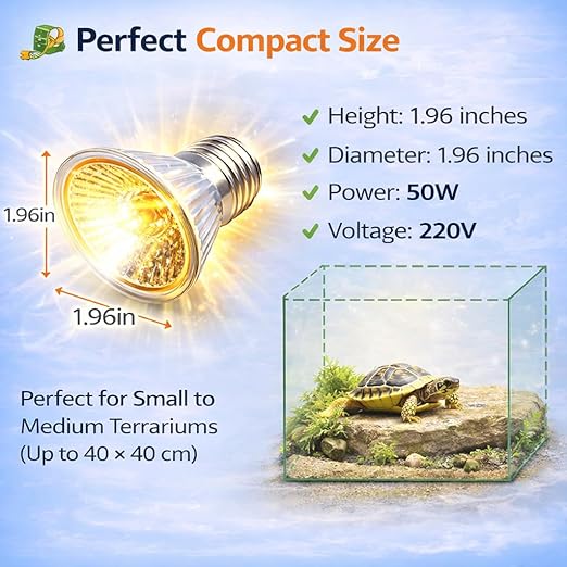 Petzlifeworld  1 Pcs Reptile UVB + UVA Heat Lamp  E27 Base, Basking Light for Turtle Tortoise Lizard Frog Snake, Dual Spectrum UV Light for Calcium Growth & Heating, Terrarium Aquarium Bulb