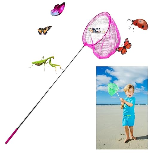 Petzlifeworld  Stainless Steel Extendable Net (37cm to 85cm) Portable & Durable | Perfect for Catching Butterflies, Fish, Shrimp, Insects