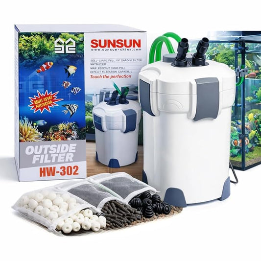 Sunsun (HW-302) Multi Stage External Outside Canister Filter with Filter Media for Aquarium Fish Tank | Suitable for 2.5 Feet Tank to 4 Feet Tank petzlifeworld