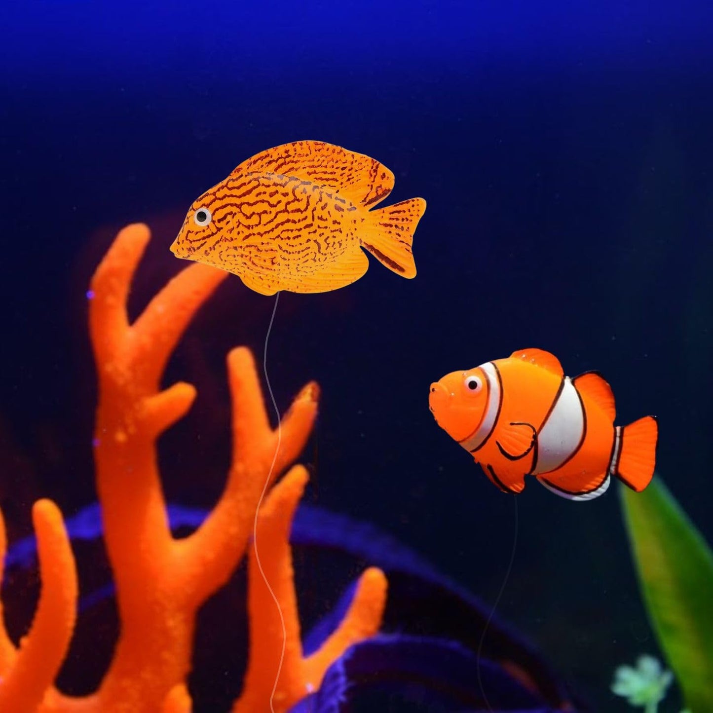 PetzLifeworld 2 Pcs Silicon Floating Simulating Fake Fish for Aquarium Fish Tank Decorations