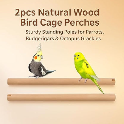 PetzLifeworld 2pcs 2 Feet Natural Wooden Stick for Bird Cage – Sturdy Standing Poles for Parrots, Budgerigars & African Love Birds | Durable Wooden Design for Comfort & Activity (Only Stick)
