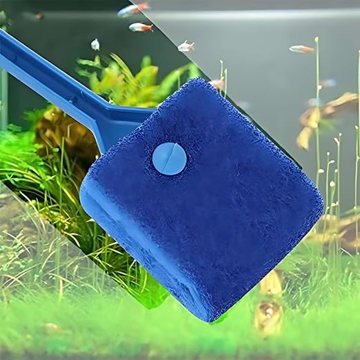 petzlifeworld Aquarium Fish Tank Algae Cleaner Sponge – Blue Heavy-Duty Scrubber Brush for Aquarium Glass & Tank Walls – Easy-Grip Handle, Safe & Non-Scratch