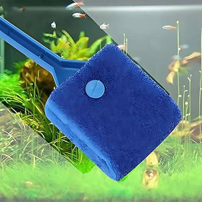 petzlifeworld Aquarium Fish Tank Algae Cleaner Sponge – Blue Heavy-Duty Scrubber Brush for Aquarium Glass & Tank Walls – Easy-Grip Handle, Safe & Non-Scratch