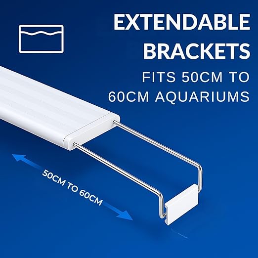 Petzlifeworld P-600 Series LED Aquarium Light – Full Spectrum High Brightness, Extendable Brackets (50–60cm), Energy-Saving Fish Tank Lighting for Freshwater & Saltwater Plants