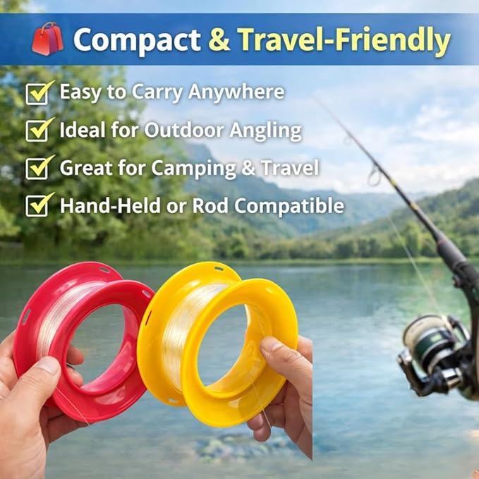 Petzlifeworld 2 Pcs Hand-Woven-Style Fishing Reel (Plastic Spool) – Manual Spin Casting Portable Hand-Held Reel | Random Colour | Compatible with Fishing Rods for Freshwater & Saltwater Angling