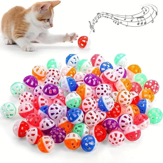 Petzlifeworld Big Lattice Cat Balls with Bell - Wiggly Jingle, Rattle, and Vibrant Colors for Interactive Play (Pack of 3)