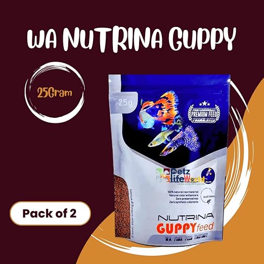 petzlifeworld WA Nutrina Guppy Slow Sinking Granules Fish Food, 25G  by Petzlifeworld