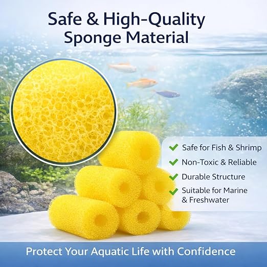 petzlifeworld 5 Pcs Aquarium Filter Spare Yellow Sponge (7×6×7 cm) | High Density Pre-Filter Foam | Reusable & Safe for Freshwater & Saltwater Tanks