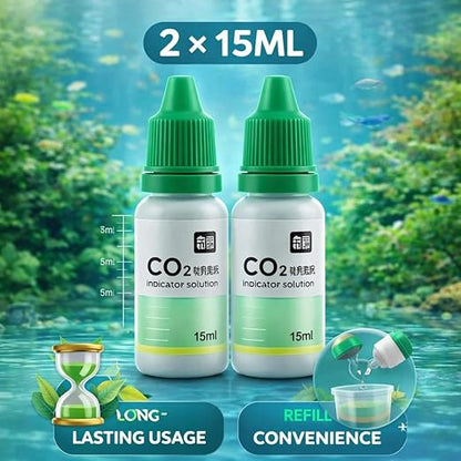 PetzLifeworld CO₂ Indicator Solution 15ml  – Accurate CO₂ Level Test Liquid for Aquarium Glass Drop Checker