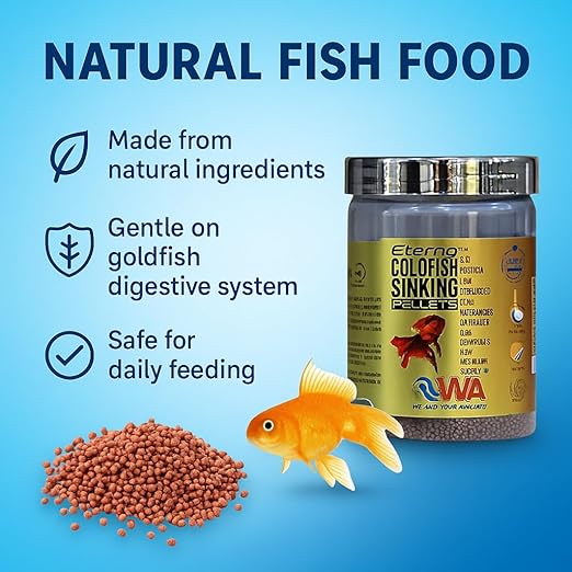 WA Wa Eterno Gold Fish Sinking Pellets Fish Food,220G(500Ml)|45% High Protein Feed Enriched With Aminoacids Vitamins And Minerals For Premium Grade Gold Fish By Petzlifeworld