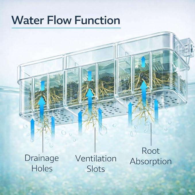 petzlifeworld 1Pcs Clear Acrylic Three-Compartment Hanging Hydroponic Planter | Hanging Plant Holder with Visible Root Growth | Decorative Aquatic Planter for Fish Tanks (18 × 6.5 × 8 cm)