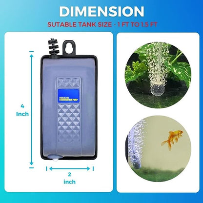 Blue Pet Complete Air Motor Oxygen Pump Starter Kit Combo for Aquarium Fish Tank (Includes Air Pump, Check Valve, Controller, Air Tube & Air Stone)