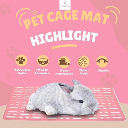 Petzlifeworld  2 Pcs (34 * 25 Cm) Pet Cage Mat for Rabbit, Guinea Pig, Hamster – Waterproof Plastic Feet Pads | Non-Slip Resting Floor Mats for Cats, Dogs, Bunny | Water Proof | Easy to Clean Cage Pads