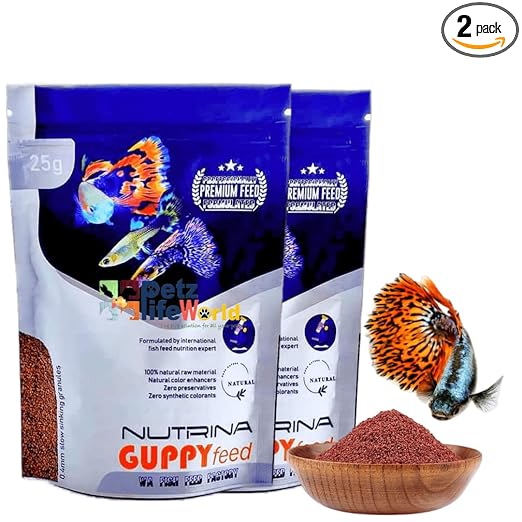 petzlifeworld WA Nutrina Guppy Slow Sinking Granules Fish Food, 25G  by Petzlifeworld