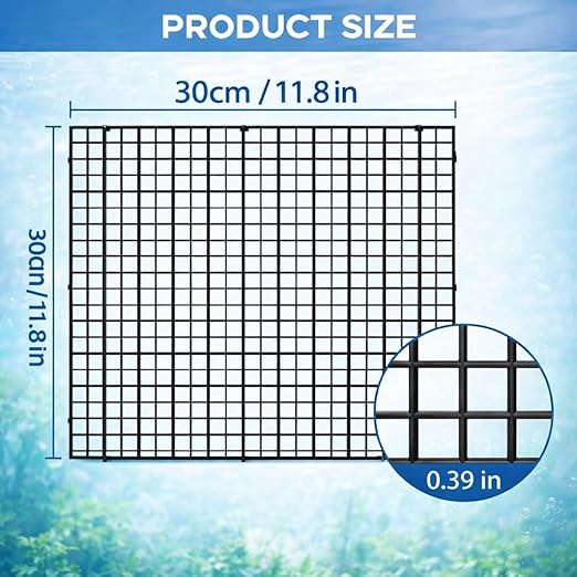 Petzlifeworld Fish Tank Divider Egg Crate Panel with Clips | 30×30cm PP Plastic Aquarium Divider Grid | Cuttable Mesh for Fish, Turtle, Reptile & Plant Tank Separation-Black And White
