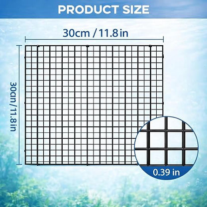 Petzlifeworld Fish Tank Divider Egg Crate Panel with Clips | 30×30cm PP Plastic Aquarium Divider Grid | Cuttable Mesh for Fish, Turtle, Reptile & Plant Tank Separation-Black And White