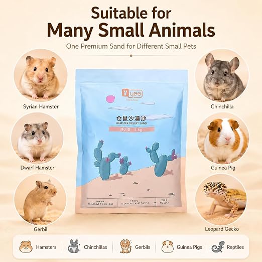 YEE Hamster Desert Bath Sand – 1kg | Natural Dust-Free Grooming & Potty Sand