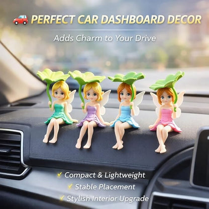 Petzlifeworld Cute Lotus Leaf Fairy Figurines (2 Pcs) | Miniature Aquarium Decoration, Car Dashboard Decor, Home Tabletop Showpiece | Aesthetic Gift for Girls, Women & Couples