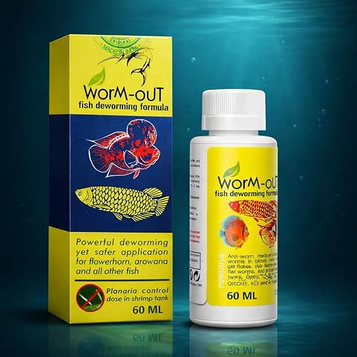 Aquatic Remedies Worm-Out Fish Deworming Formula, 60ML for Flower Horn, Discus, Arowana and All Other Fish