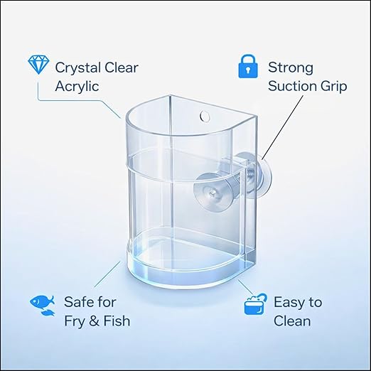 petzlifeworld  M65 Transparent Fish Feeding Chamber Aquarium Feeding Ring with Suction Cup | Prevents Food Waste & Keeps Tank Clean | Ideal for Betta, Guppy & Community Fish Tanks