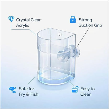 petzlifeworld  M65 Transparent Fish Feeding Chamber Aquarium Feeding Ring with Suction Cup | Prevents Food Waste & Keeps Tank Clean | Ideal for Betta, Guppy & Community Fish Tanks