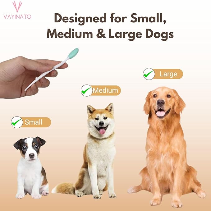 Petzlifeworld 4-Pack Silicone Curved Long Handle Toothbrush for Small & Large Dogs (Random Color) Dual-Sided Gentle Teeth & Tongue Cleaning Brush
