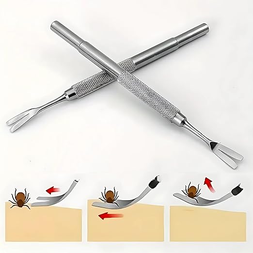 Petzlifeworld 2 Pcs Stainless Steel Pet Tick Removal Tool for Cats and Dogs, High Hardness V-Shaped Head, Can Be Used at Home Or Outdoors | Removing Fleas, Ticks, Dog Lice