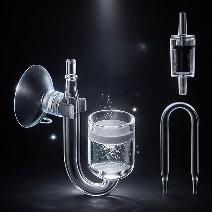 PetzLifeworld Nano Co2 Diffuser with Transparent U Bend and Check Valve and Sucker