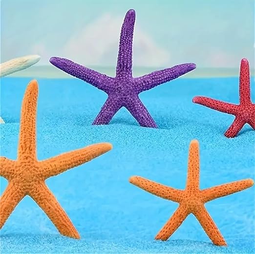 PetzLifeworld 4 Pcs Artificial Simulation Mixed Colour Starfish Decoration for Aquarium Fish Tank,Arts and Crafts | Looks Like Real | Colour Wont Fade